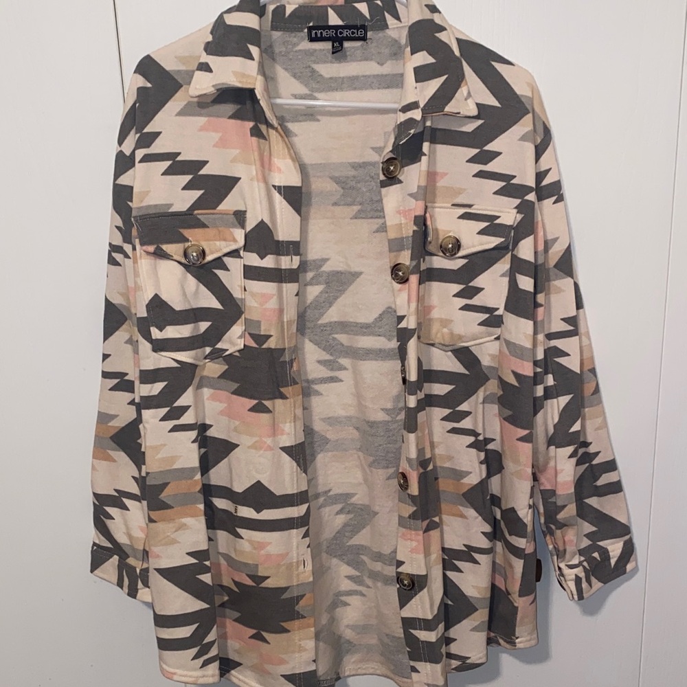Geometric Patterned Button-Up Shirt